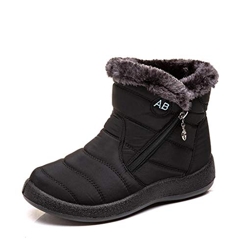 POLP Botas de Nieve para Mujer Cálidas Botines Invierno con Cremallera Calzado Impermeable Zapatos Cálidos Botines de Felpa 35-43 POLP Botas de Nieve para Mujer Cálidas Botines Invierno con Cremallera Calzado Impermeable Zapatos Cálidos Botines de Felpa 35-43