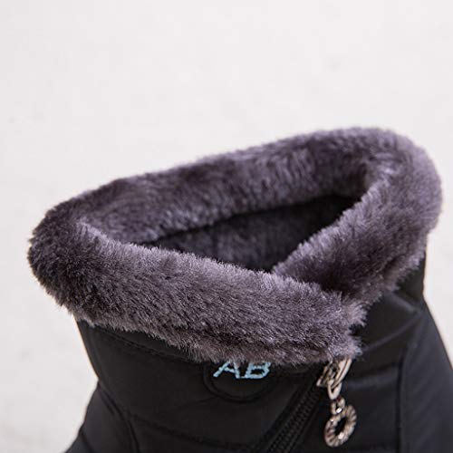 POLP Botas de Nieve para Mujer Cálidas Botines Invierno con Cremallera Calzado Impermeable Zapatos Cálidos Botines de Felpa 35-43 POLP Botas de Nieve para Mujer Cálidas Botines Invierno con Cremallera Calzado Impermeable Zapatos Cálidos Botines de Felpa 35-43