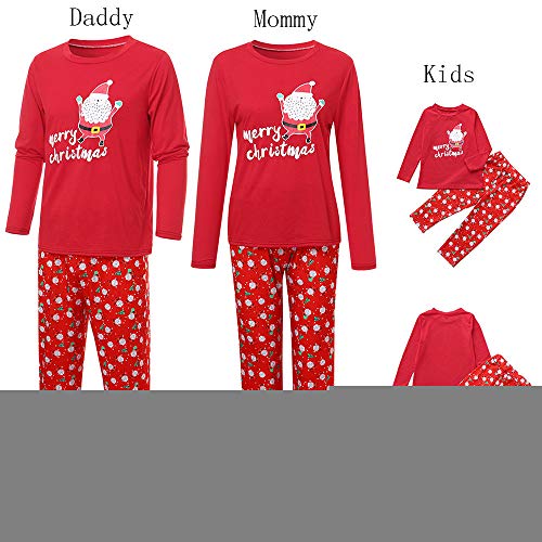 POLP niño Navidad Ropa niñas Unisex Pijama Bebe Navidad Regalo Estampado de Navidad Manga Larga Vestido Estampado de Santa Claus Tops y Pantalones 2pc Rojo Padres e Hijos Papá