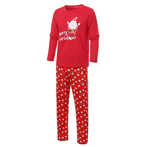 POLP niño Navidad Ropa niñas Unisex Pijama Bebe Navidad Regalo Estampado de Navidad Manga Larga Vestido Estampado de Santa Claus Tops y Pantalones 2pc Rojo Padres e Hijos Papá