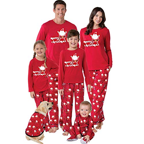 POLP niño Navidad Ropa niñas Unisex Pijama Bebe Navidad Regalo Estampado de Navidad Manga Larga Vestido Estampado de Santa Claus Tops y Pantalones 2pc Rojo Padres e Hijos Papá