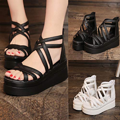 POLP Zapatos Planos Plataforma Sandalias Planas para Mujer Hebillas Correa de Hebilla Zapatos de tacón de Vestir Sandalias con Punta Abierta Chica Blanco Negro 35-40 POLP Zapatos Planos Plataforma Sandalias Planas para Mujer Hebillas Correa de Hebilla Zapatos de tacón de Vestir Sandalias con Punta Abierta Chica Blanco Negro 35-40