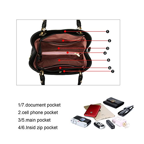 Pomelo Best Bolsos de Mujer, Bolso Señora Tote Multicolor Rayas PU Cuero Con Flecos Bolso Hombro Bolso Shopper perfecto para Trabajo, Diario Vida, Navidad y Fiesta ect (Negro) Pomelo Best Bolsos de Mujer, Bolso Señora Tote Multicolor Rayas PU Cuero Con Flecos Bolso Hombro Bolso Shopper perfecto para Trabajo, Diario Vida, Navidad y Fiesta ect (Negro)