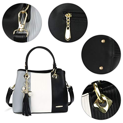 Pomelo Best Bolsos de Mujer, Bolso Señora Tote Multicolor Rayas PU Cuero Con Flecos Bolso Hombro Bolso Shopper perfecto para Trabajo, Diario Vida, Navidad y Fiesta ect (Negro) Pomelo Best Bolsos de Mujer, Bolso Señora Tote Multicolor Rayas PU Cuero Con Flecos Bolso Hombro Bolso Shopper perfecto para Trabajo, Diario Vida, Navidad y Fiesta ect (Negro)