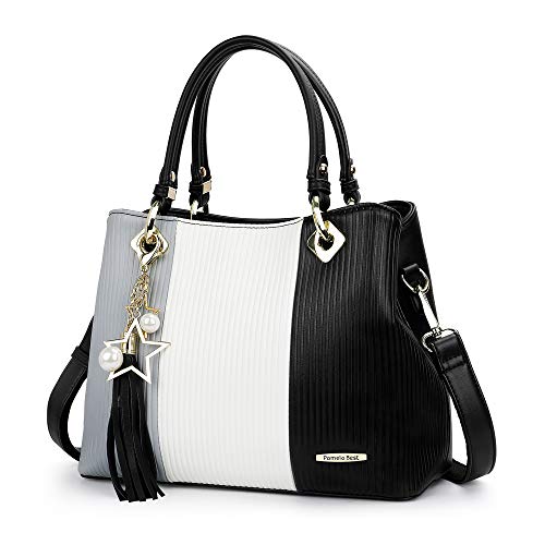 Pomelo Best Bolsos de Mujer, Bolso Señora Tote Multicolor Rayas PU Cuero Con Flecos Bolso Hombro Bolso Shopper perfecto para Trabajo, Diario Vida, Navidad y Fiesta ect (Negro) Pomelo Best Bolsos de Mujer, Bolso Señora Tote Multicolor Rayas PU Cuero Con Flecos Bolso Hombro Bolso Shopper perfecto para Trabajo, Diario Vida, Navidad y Fiesta ect (Negro)
