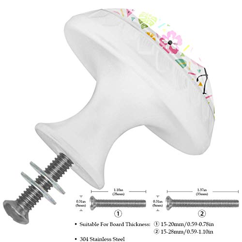 Pomo de cajón Flamenco de dibujos animados pomo y tirador para muebles estilo redondo de plástico usado en dormitorio sala de estar armario decoración 4 piezas 3.5×2.8CM