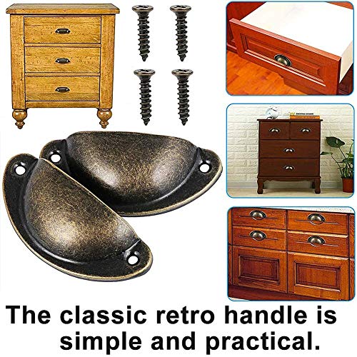 Pomos Puerta Retro Hierro, NACLY Tiradores para puertas de armario, Forma de Concha, Manijas del Gabinete con Forma de Media Luna con Tornillos, 82mm (12 Piezas,Bronce) Pomos Puerta Retro Hierro, NACLY Tiradores para puertas de armario, Forma de Concha, Manijas del Gabinete con Forma de Media Luna con Tornillos, 82mm (12 Piezas,Bronce)