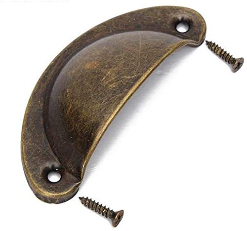 Pomos Puerta Retro Hierro, NACLY Tiradores para puertas de armario, Forma de Concha, Manijas del Gabinete con Forma de Media Luna con Tornillos, 82mm (12 Piezas,Bronce) Pomos Puerta Retro Hierro, NACLY Tiradores para puertas de armario, Forma de Concha, Manijas del Gabinete con Forma de Media Luna con Tornillos, 82mm (12 Piezas,Bronce)