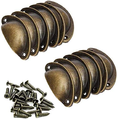 Pomos Puerta Retro Hierro, NACLY Tiradores para puertas de armario, Forma de Concha, Manijas del Gabinete con Forma de Media Luna con Tornillos, 82mm (12 Piezas,Bronce) Pomos Puerta Retro Hierro, NACLY Tiradores para puertas de armario, Forma de Concha, Manijas del Gabinete con Forma de Media Luna con Tornillos, 82mm (12 Piezas,Bronce)
