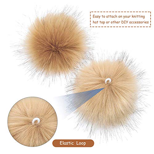 Pompón de Piel Sintética Bola Grandes 16 Piezas para Llaveros Bolsos, Accesorios Desmontables Tejer Sombrero de Lana de Punto Gorro de Invierno 10cm/ 8 Colores