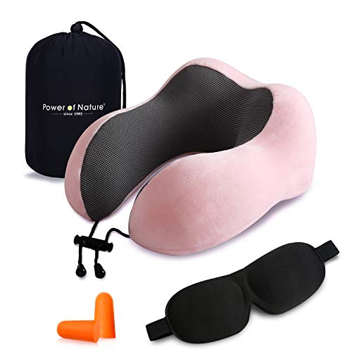 PON Almohada de Viaje Viscoelástica de Espuma de Memoria con Funda Lavable y Bolsa de Viaje Suave para el Cuello Soporte Cervical Ideal para el Uso del Avión y el Hogar (Rosa) PON Almohada de Viaje Viscoelástica de Espuma de Memoria con Funda Lavable y Bolsa de Viaje Suave para el Cuello Soporte Cervical Ideal para el Uso del Avión y el Hogar (Rosa)