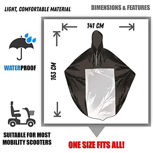 Poncho de Lluvia Universal para Scooter de Movilidad y Silla de Ruedas Eléctrica con Capucha y Panel Transparente - Impermeable, a Prueba de Viento y Ligero - Resistente, Durable y Fácil de Plegar. Poncho de Lluvia Universal para Scooter de Movilidad y Silla de Ruedas Eléctrica con Capucha y Panel Transparente - Impermeable, a Prueba de Viento y Ligero - Resistente, Durable y Fácil de Plegar.