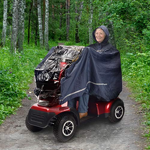 Poncho de Lluvia Universal para Scooter de Movilidad y Silla de Ruedas Eléctrica con Capucha y Panel Transparente - Impermeable, a Prueba de Viento y Ligero - Resistente, Durable y Fácil de Plegar. Poncho de Lluvia Universal para Scooter de Movilidad y Silla de Ruedas Eléctrica con Capucha y Panel Transparente - Impermeable, a Prueba de Viento y Ligero - Resistente, Durable y Fácil de Plegar.