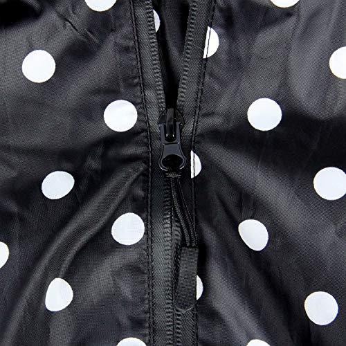 Poncho impermeable para mujer, con capucha, ligero y reutilizable Negro Lunares negros. Talla única