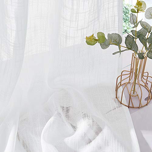 PONY DANCE Cortina Ventana Voile Visillo Blanco con Diseño Simple con Ollaos para Cuarto Habitación 254 CM x 240 CM, Blanco, 1 Panel PONY DANCE Cortina Ventana Voile Visillo Blanco con Diseño Simple con Ollaos para Cuarto Habitación 254 CM x 240 CM, Blanco, 1 Panel