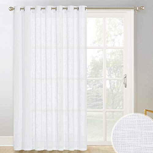 PONY DANCE Cortina Ventana Voile Visillo Blanco con Diseño Simple con Ollaos para Cuarto Habitación 254 CM x 240 CM, Blanco, 1 Panel