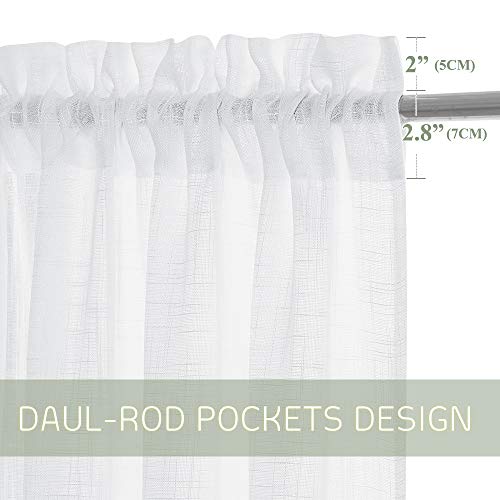 PONY DANCE Visillos Confeccionados Blancos - Cortinas Modernas Cortas para Ventanas Salón Dormitorio Infantil Juventil, 2 Paneles, 132 x 158 cm (An x L), Blanco