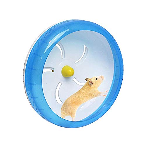 POPETPOP Rueda de Ejercicio de Hámster, Juguetes Deportiva para Pequeños Animales, Juguetes Silenciosos Giratorios con Soporte, Hámster Chinchillas Cobayas (Azul)