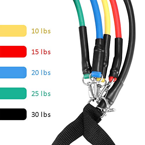 PopHMN 11Pcs Conjunto de Bandas de Resistencia de Fitness, Multifuncional Ajustable Pro Gym Fitness Training Bandas elásticas para Entrenamiento Fitness Inicio Deportes Ejercicio Pilates Yoga