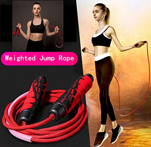 POPOTI Jump Rope, Weighted Jump Rope Adjustable Rope Aerobic Exercise Unisex Tangle-Free Skipping Rope Fitness Equipment with Foam Handles (560, 8MM)