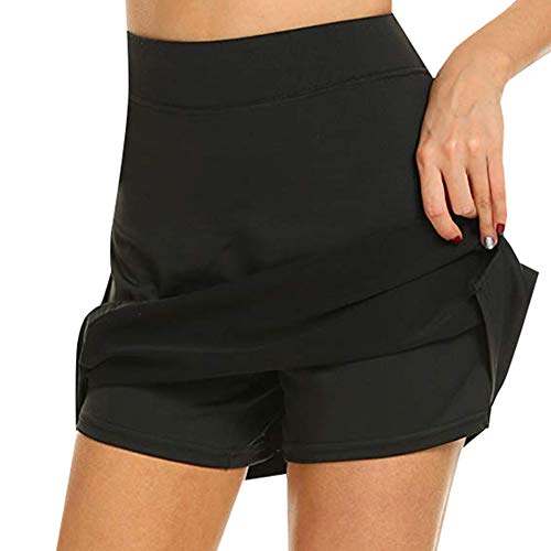 Porfeet Falda De Mujer, Pantalón Corto Deportivo De Golf De Doble Capa, Tenis De Golf, Mini Falda Lápiz Negro L