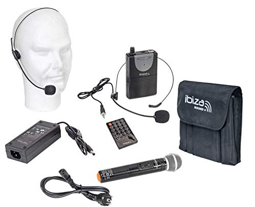 PORT12VHF-MKII - Ibiza Sound - Sistema de sonorización portátil autónomo 12” / 700W con USB-MP3, Bluetooth, Vox, 2 micros VHF, Negro PORT12VHF-MKII - Ibiza Sound - Sistema de sonorización portátil autónomo 12” / 700W con USB-MP3, Bluetooth, Vox, 2 micros VHF, Negro