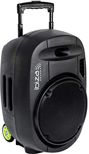 PORT12VHF-MKII - Ibiza Sound - Sistema de sonorización portátil autónomo 12” / 700W con USB-MP3, Bluetooth, Vox, 2 micros VHF, Negro PORT12VHF-MKII - Ibiza Sound - Sistema de sonorización portátil autónomo 12” / 700W con USB-MP3, Bluetooth, Vox, 2 micros VHF, Negro