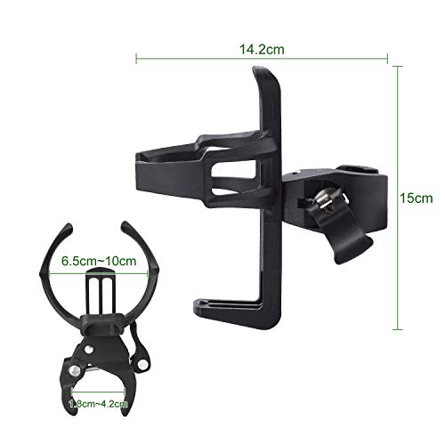 Portabidon Bicicleta,Rotación de 360 Grados Soporte para Botella, Universal Portavasos para Moto Bicicleta MTB Cochecito Carrito Bebe (Negro)