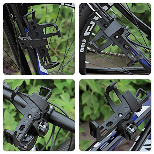 Portabidon Bicicleta,Rotación de 360 Grados Soporte para Botella, Universal Portavasos para Moto Bicicleta MTB Cochecito Carrito Bebe (Negro)