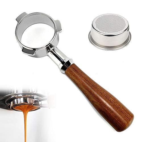 Portafiltro sin fondo, 54 mm de acero inoxidable para máquina de espresso de repuesto con 1 taza de cesta de filtro para Breville 870/878/880 filtro de repuesto máquina de café Portafiltro sin fondo, 54 mm de acero inoxidable para máquina de espresso de repuesto con 1 taza de cesta de filtro para Breville 870/878/880 filtro de repuesto máquina de café
