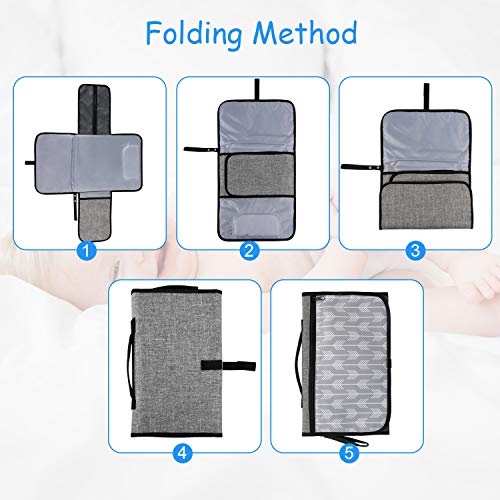 Portátil Cambiador, Bellestyle Cambiador Portátil de Pañales para Bebé, Kit Cambiador de Viaje, Impermeable Cambiador de Viaje Esterilla Lavable de Quita Completamente Acolchado (Flecha Gris)