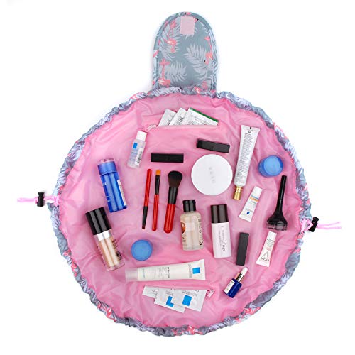 Portátil Lazy Drawstring Bolsa de Maquillaje de Viaje Bolsa de cosméticos Organizador de artículos de tocador Impermeable Grande para Mujeres y niñas