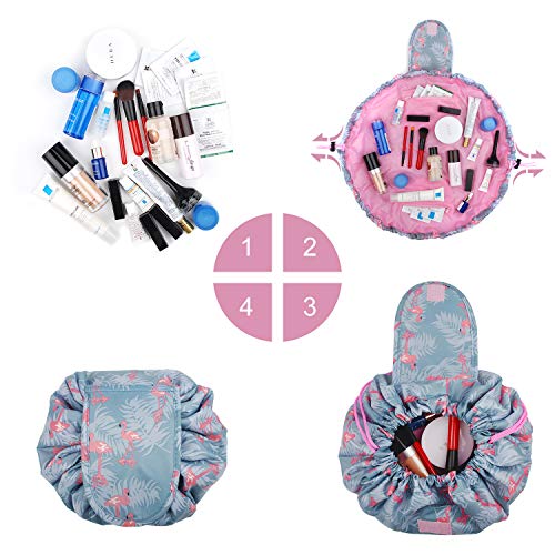 Portátil Lazy Drawstring Bolsa de Maquillaje de Viaje Bolsa de cosméticos Organizador de artículos de tocador Impermeable Grande para Mujeres y niñas Portátil Lazy Drawstring Bolsa de Maquillaje de Viaje Bolsa de cosméticos Organizador de artículos de tocador Impermeable Grande para Mujeres y niñas
