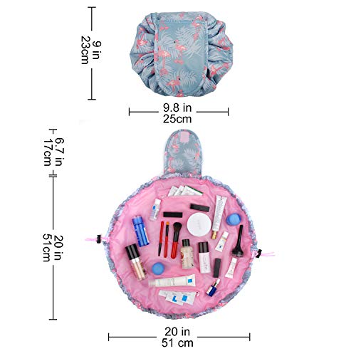 Portátil Lazy Drawstring Bolsa de Maquillaje de Viaje Bolsa de cosméticos Organizador de artículos de tocador Impermeable Grande para Mujeres y niñas