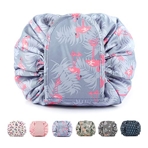 Portátil Lazy Drawstring Bolsa de Maquillaje de Viaje Bolsa de cosméticos Organizador de artículos de tocador Impermeable Grande para Mujeres y niñas