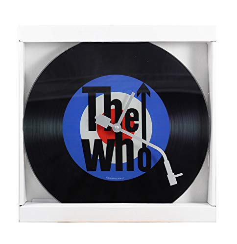 p:os The Who - Reloj de pared con diseño de discos de vinilo, esfera con aspecto de vinilo, manecillas como el brazo de un tocadiscos, diámetro aprox. 30 cm, funciona con pilas, plástico, color negro p:os The Who - Reloj de pared con diseño de discos de vinilo, esfera con aspecto de vinilo, manecillas como el brazo de un tocadiscos, diámetro aprox. 30 cm, funciona con pilas, plástico, color negro