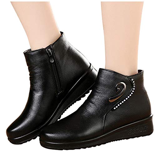 Posional Botas De Mujer Retro Navidad Boots Tooling para Mujer British Student Casual Bota TacóN Alto con Punta Serpiente Moda Zapatos Bajo Borla Mezcla Color Caballero Occidental