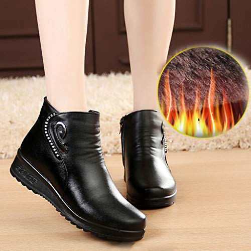 Posional Botas De Mujer Retro Navidad Boots Tooling para Mujer British Student Casual Bota TacóN Alto con Punta Serpiente Moda Zapatos Bajo Borla Mezcla Color Caballero Occidental