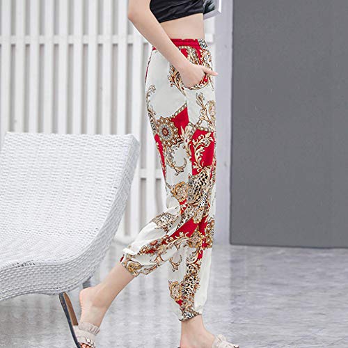 Posional Mujer Pantalones Hippies Tailandeses Estampado Verano Cintura Alta Elastica con Bolsillos para Yoga Casual Danza Correr Trotar Ejercicio Aeróbico Pilates Fitness Activewear