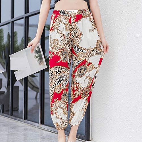 Posional Mujer Pantalones Hippies Tailandeses Estampado Verano Cintura Alta Elastica con Bolsillos para Yoga Casual Danza Correr Trotar Ejercicio Aeróbico Pilates Fitness Activewear