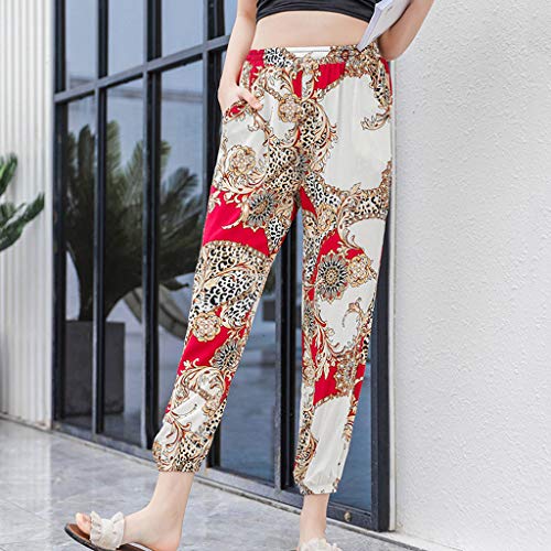 Posional Mujer Pantalones Hippies Tailandeses Estampado Verano Cintura Alta Elastica con Bolsillos para Yoga Casual Danza Correr Trotar Ejercicio Aeróbico Pilates Fitness Activewear