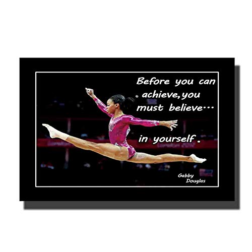 Póster artístico de lienzo motivacional olímpico de gimnasia americana de Gabby Douglas para decoración del hogar de la sala de estar regalo-60x80 cm sin marco