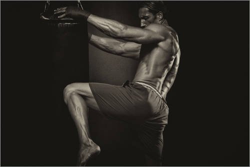 Posterlounge Cuadro de metacrilato 30 x 20 cm: Tattooed Kick Boxer with Boxing Gloves de Editors Choice Posterlounge Cuadro de metacrilato 30 x 20 cm: Tattooed Kick Boxer with Boxing Gloves de Editors Choice