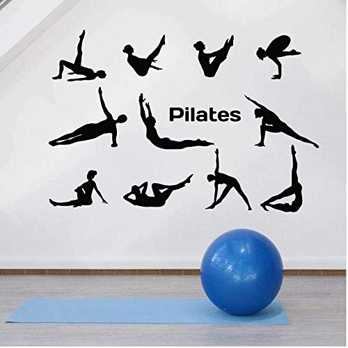 Postura Pilates Etiqueta de la pared Vinilo Tatuajes de pared DIY Autoadhesivo Etiqueta impermeable Decoración del hogar Interior Mural 57 * 84 cm