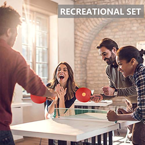 Powcan Conjunto de Tenis de Mesa con Red, 4 Raquetas + 8 Bolas/Pelotas de Tenis de Mesa + 1 Red Retráctil, Juego de Tenis de Mesa Portátil para Interior al Aire Libre