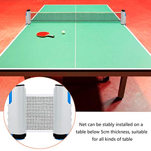 Powcan Conjunto de Tenis de Mesa con Red, 4 Raquetas + 8 Bolas/Pelotas de Tenis de Mesa + 1 Red Retráctil, Juego de Tenis de Mesa Portátil para Interior al Aire Libre