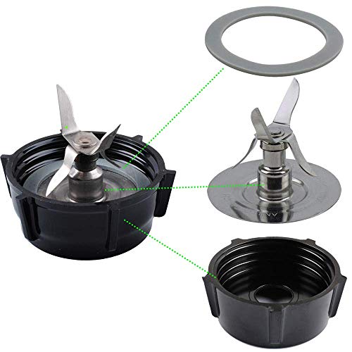 Poweka Piezas de Repuesto para Licuadora Oster Osterizer Kit de Reemplazo de Accesorios para Licuadora - Cuchilla 4 Puntas 4961 con Base de Batidora de Vaso y Anillo de Sellado