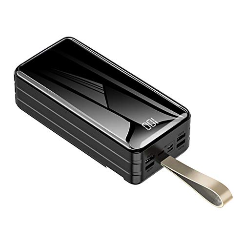 Power Bank 60000Mah Cargador Portátil De Alta Capacidad 4 USB Banco De Batería Externa Carga Rápida con Pantalla Digital LED Y Linterna, para Teléfonos Inteligentes, Tabletas Y Más,Negro