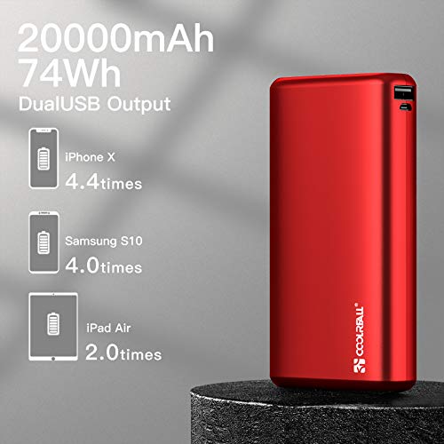 Power Bank de 20000 mAh Con dos Salidas(2.0A+2.0A) y Entradas de Alta Velocidad, Cargador Portátil Coolreall, Batería Externa Compatible Con Varios Teléfonos Móviles, iPads, Computadoras Portátiles