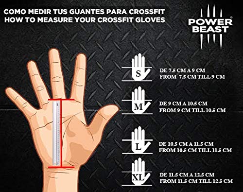 POWER BEAST Calleras para Crossfit | Grips Pro, Guantes Sin Dedos, 4 H, Cuatro Agujeros | Pesas, Gimnasio, Fitness, Calistenia, Musculación, Halterofilia, Dominadas | Protector de Manos. Unisex. (M)